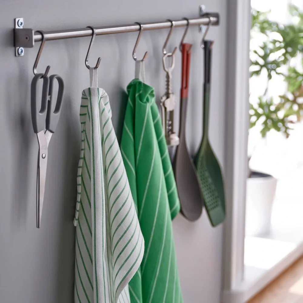 Striped Kitchen Tea Towels - Green & Blue Set